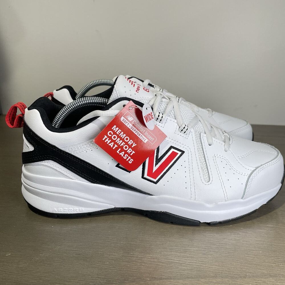 New Balance Mens Size 9.5 X-WIDE Shoes NEW 4E MX608v5 White Black Red 608
